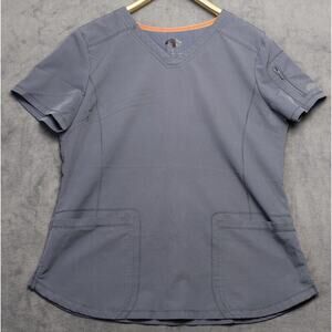 Dickies Scrub Top Large Gray V-Neck‎ Nursing Medical Technical Lab